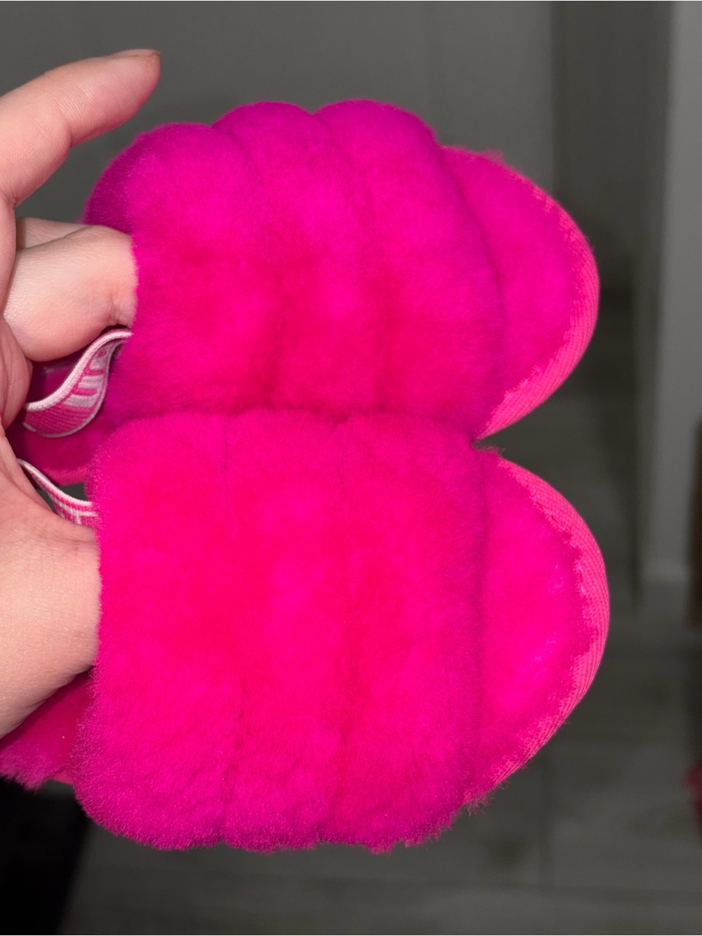 UGG Kids Pink Fuzzy Slide Slippers